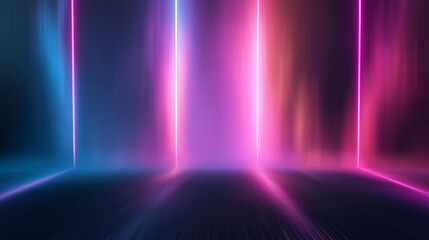 Wall Mural - Ultraviolet abstract light. Diode strip, light line. Purple and pink gradient. Modern background, neon light. Empty stage, spotlights, neon. Abstract light. 3D illustration