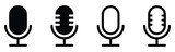 Fototapeta  - Set of line Microphone icons. Different variant podcast microphone. Karaoke mic web and mobile app icon. Voice, recording Studio Symbol collection. Logo template for many purpose. Vector illustration