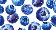 A Painting Of Blueberries On A White Background