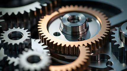 Wall Mural - close-up of gears system