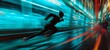 © progressman - a man running through a tunnel of light