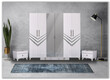 Gray room decoration with a very beautiful white mirrored wardrobe from the front angle