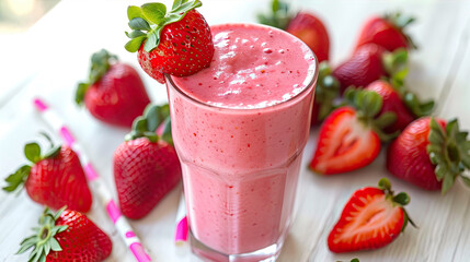 Wall Mural - fresh strawberry smoothie 