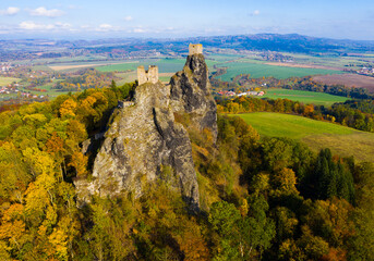 Wall Mural - Medieval castle of Trosky on a hill in the forest. Czech Republic