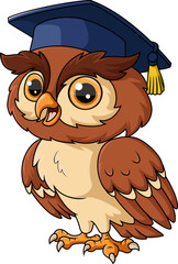 Cute owl cartoon wearing graduation cap