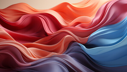 Wall Mural - Abstract backdrop with smooth, flowing wave pattern in vibrant colors generated by AI
