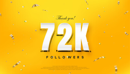 Thank you 72k followers, on a bright yellow background.