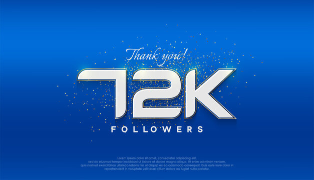 Followers number 72k. followers achievement celebration design.