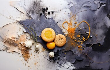 Wall Mural - A painting of cookies and other ingredients. Generative AI.