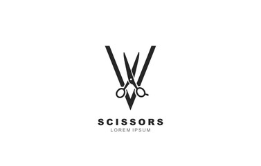 V Letter Scissors logo template for symbol of business identity