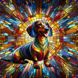 Stained glass Dachshund dog