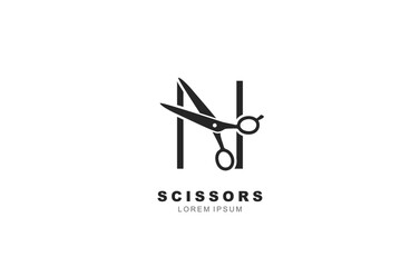 N Letter Scissors logo template for symbol of business identity