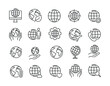 Globe simple minimal thin line icons. Related earth, globe, environment, communication. Editable stroke. Vector illustration.