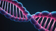 © Sajid - 3d image of DNA, blue purple, deoxyribonucleic acid, genetic strands, dna helices. AI generated