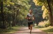 © Arceli - Portrait of a male Jogger Running in a Park on a Health Trail. Healthy and Enjoying Physical Activity and Staying in Shape from Generative AI