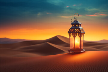 Wall Mural - Ramadan Kareem background with golden lantern