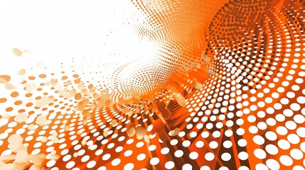 Wall Mural - Abstract background with circles and halftone dots pattern. Orange and white background.