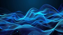 Abstract Blue Background Poster With Dynamic Waves. Technology Network Vector Illustration.