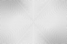 Radial Halftone Vector Background. Monochrome Halftone Pattern. Pop Art Comic Gradient Black White Texture. Design For Presentation Banner, Poster, Flyer, Business Card.