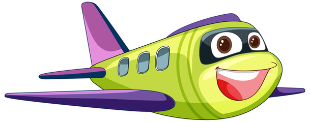 Sticker - Colorful, smiling airplane with a cartoonish look