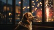 Dog Looking Out of the Window, Watching Fireworks