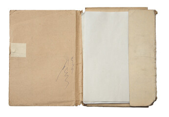 Canvas Print - old folder with stack of papers