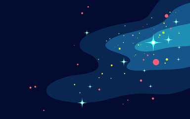 Wall Mural - vector space background . cute flat style template with stars in outer space