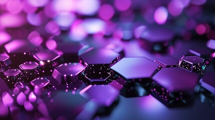 Wall Mural - Abstract violet technology hexagonal background.