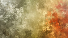 Abstract Watercolor Background On Canvas With A Dynamic Mix Of Olive Green, Rust Red And Taupe