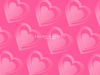 Pink heart background with modern concept. Romantic cute background.