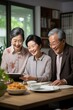 © Shooting Star Std - Financial advisor showing a presentation on a tablet to a mature couple, explaining different investment options, Generative AI