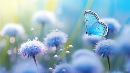 fresh blue spring background illustration sky blossom, season flowers, sunny bright fresh blue sprin