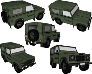 Wall Mural - Vector sketch illustration of 4 wheel drive 4wd war combat car design