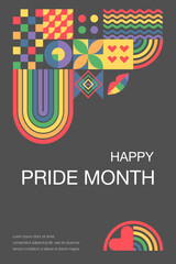 Wall Mural - LGBT pride month. LGBT. June. Geometric template,rainbow background . Rainbow symbol of pride. Template for background, banner, postcard, poster. Vector illustration