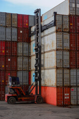 Wall Mural - Container forklifts and container stacks