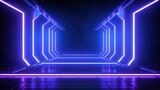 Fototapeta Przestrzenne - blue neon abstract background ultraviolet 3d render