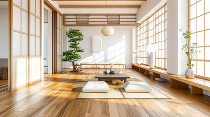 Wall Mural - living room japan style interior design. Modern living room corner with table. Ai Generative,