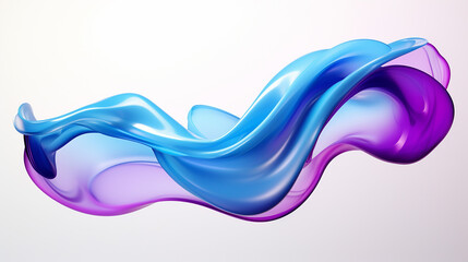 Wall Mural - blue and purple gradient color floating liquid blob on white background 3d rendering