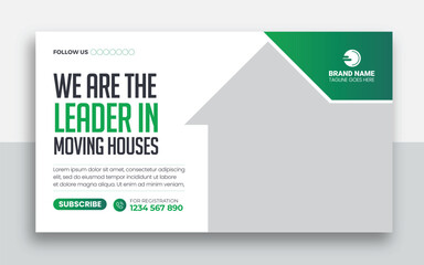 Wall Mural - Moving service and delivery shipment youtube thumbnail and web banner template design	
