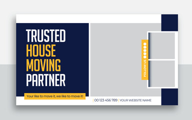 Wall Mural - Moving service and delivery shipment youtube thumbnail and web banner template design	