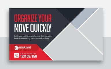 Wall Mural - Moving service and delivery shipment youtube thumbnail and web banner template design	