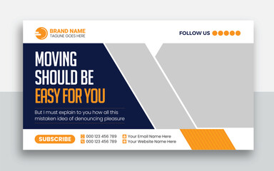 Wall Mural - Moving service and delivery shipment youtube thumbnail and web banner template design	