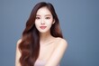 young asian beauty woman long hair with korean