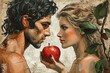 © Bargais - Adam and Eve with an apple. The concept embodies temptation and choice.
