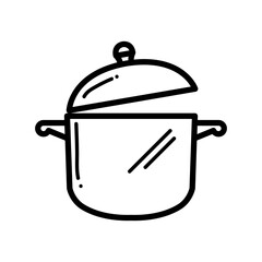 Sticker - soup pan line icon logo vector image