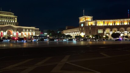 Wall Mural - Night view of Republic Square in Yerevan, Armenia