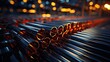 Steel pipes of different diameters in the warehouse of pipelines and spare parts for oil refining petrochemical equipment