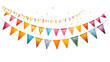 © The Deep Designer - pennant flags, birthday decor, colorful, transparent background, Generative ai