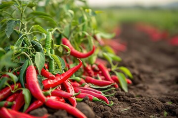 Wall Mural - Red chili pepper agriculture harvesting.