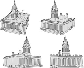 Wall Mural - Vector sketch illustration of vintage old classic government building design